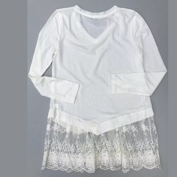 NEIMAN MARCUS Cream Ivory Tunic Sweater Lace - Picture 4 of 4